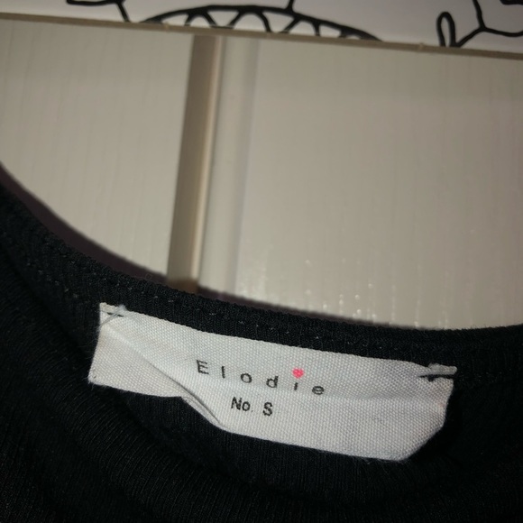 Elodie black ribbed‎ knit shoulder tie tank thong  bodysuit size small - Picture 2 of 5